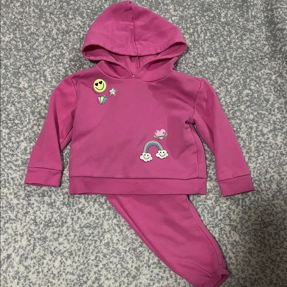 The Children's Place Pink Hoodie and Jogger Set with Patches - Picture 1 of 8